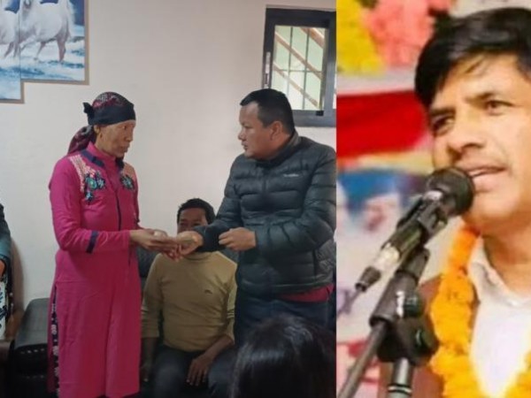 एमाले नेता गाैतम द्वारा क्यान्सर पिडित श्रेष्ठलाई आर्थिक सहयाेग ।