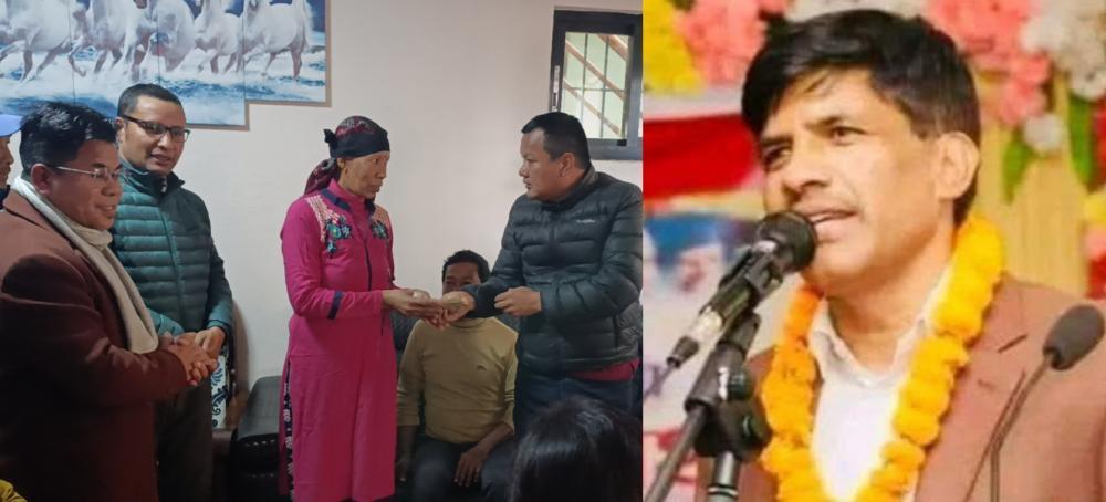 एमाले नेता गाैतम द्वारा क्यान्सर पिडित श्रेष्ठलाई आर्थिक सहयाेग ।