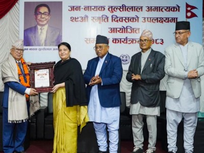 पूर्वराष्ट्रपति विद्यादेवी भण्डारीको प्रमुख आतिथ्यतामा  जननायक तुल्सीलाल अमात्यको २९औँ स्मृति दिवस भव्य रूपमा सम्पन्न ।