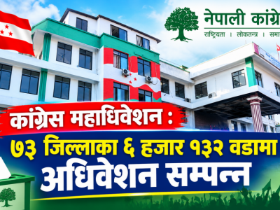 कांग्रेस महाधिवेशन : ७३ जिल्लाका ६ हजार १३२ वडामा अधिवेशन सम्पन्न