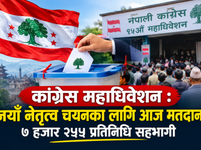 कांग्रेस महाधिवेशन : नयाँ नेतृत्व चयनका लागि आज मतदान, ७ हजार २५५ प्रतिनिधि सहभागी