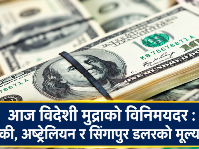आज विदेशी मुद्राको विनिमयदर : अमेरिकी, अष्ट्रेलियन र सिंगापुर डलरको मूल्य बढ्यो