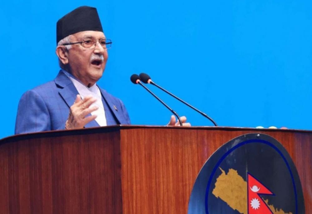 प्रधानमन्त्री ओलीले आज संसदमा सम्बोधन गर्दै ।