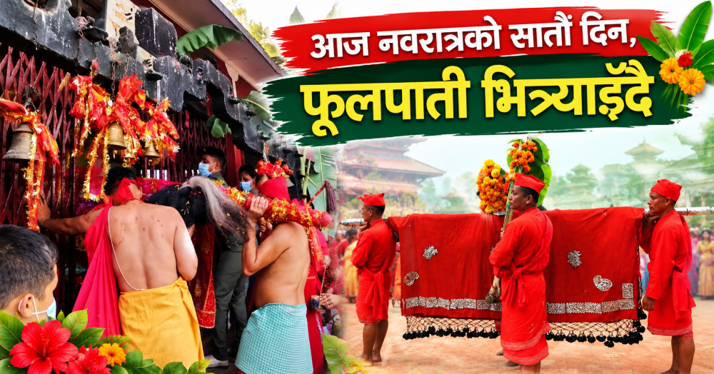 आज नवरात्रको सातौँ दिन, फूलपाती भित्र्याइँदै